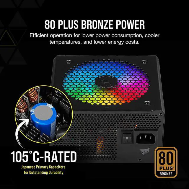 Alt view image 13 of 13 - CORSAIR CX-F RGB Series CX750F RGB 750W 80 PLUS Bronze Fully Modular ATX Power Supply, CP-9020218-NA