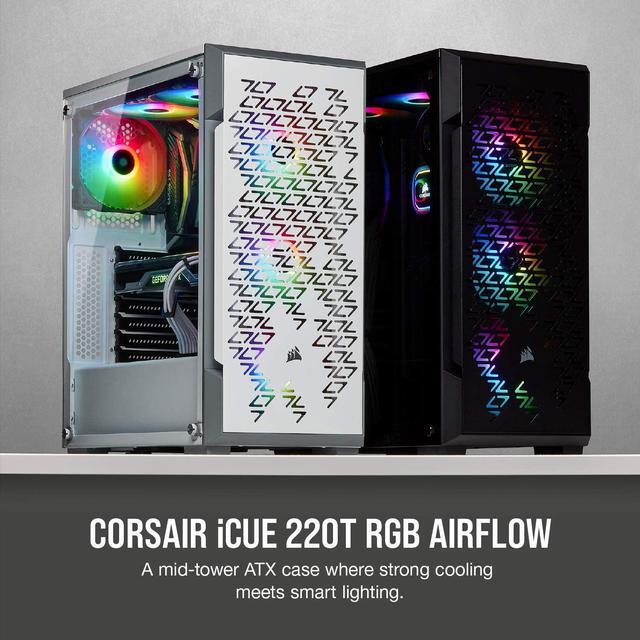 Alt view image 17 of 18 - Corsair iCUE 220T RGB Airflow CC-9011173-WW Black Steel / Plastic / Tempered Glass ATX Mid Tower Computer Case