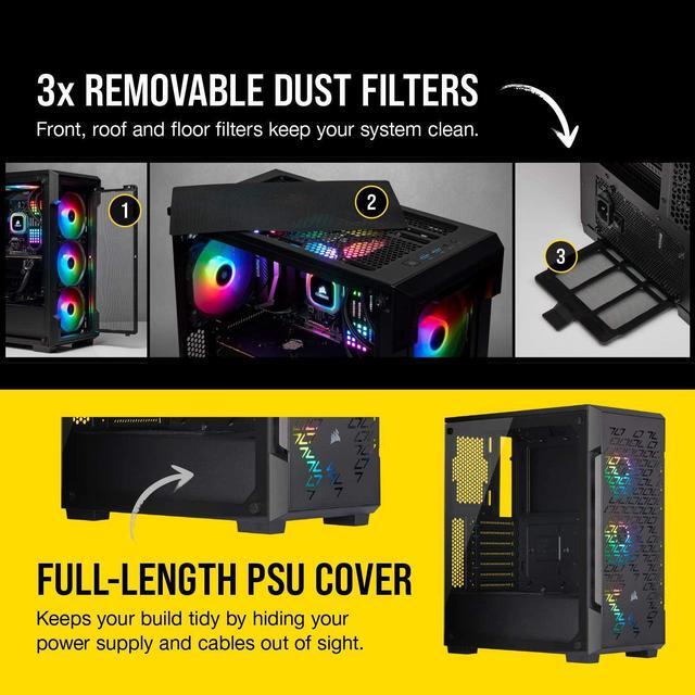 Alt view image 16 of 18 - Corsair iCUE 220T RGB Airflow CC-9011173-WW Black Steel / Plastic / Tempered Glass ATX Mid Tower Computer Case