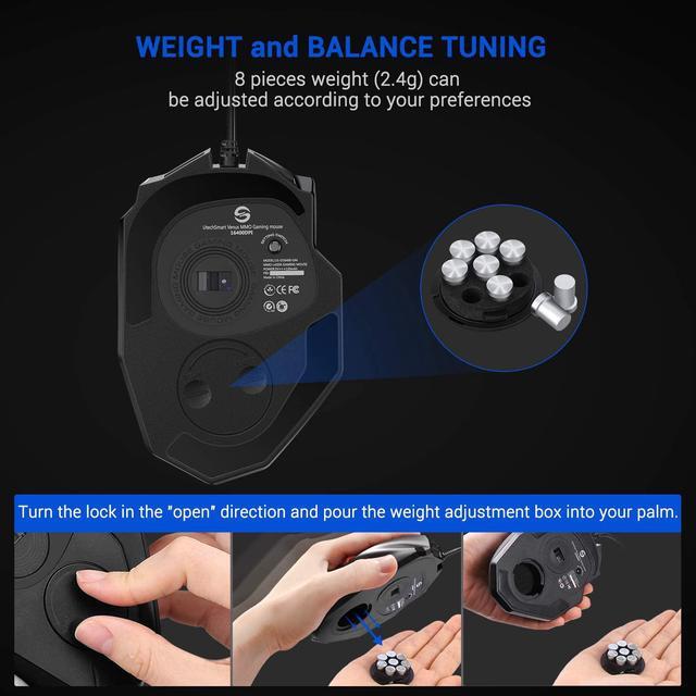 Alt view image 19 of 20 - UtechSmart Venus RGB Gaming Mouse, Wired 16400 DPI High Precision Laser Programmable MMO Computer Gaming Mice