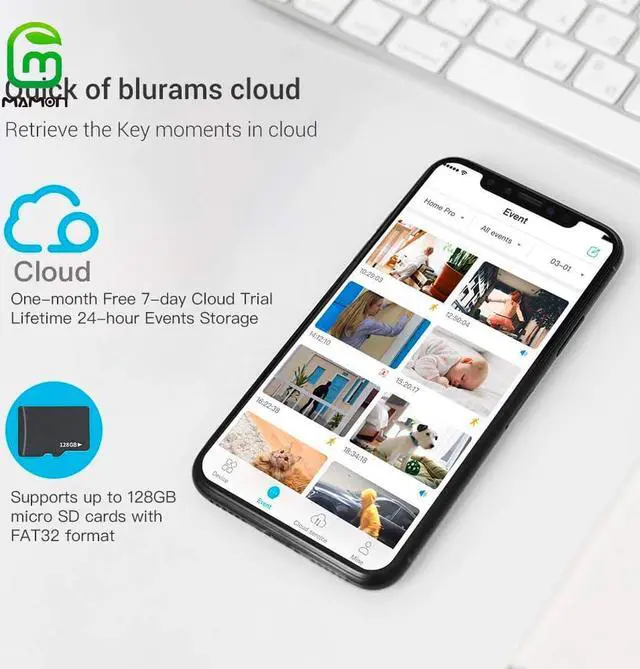 Alt view image 5 of 7 - MAMONCARE Baby Monitor Indoor Home Security Camera IP Camera 3MP 1296P with Pan Tilt Zoom Motion Alerts for Baby and Pet Home Security Multiple Storage Options