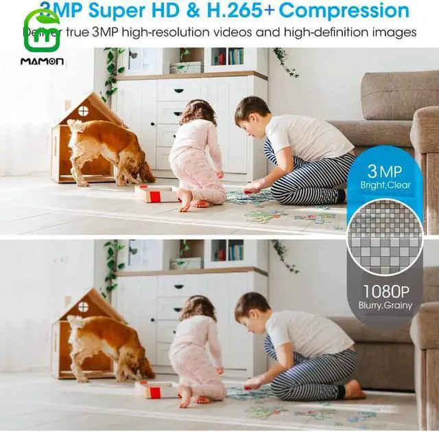 Alt view image 3 of 7 - MAMONCARE Baby Monitor Indoor Home Security Camera IP Camera 3MP 1296P with Pan Tilt Zoom Motion Alerts for Baby and Pet Home Security Multiple Storage Options