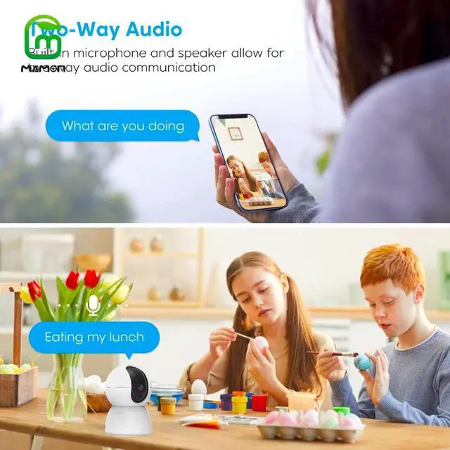 Alt view image 2 of 7 - MAMONCARE Baby Monitor Indoor Home Security Camera IP Camera 3MP 1296P with Pan Tilt Zoom Motion Alerts for Baby and Pet Home Security Multiple Storage Options