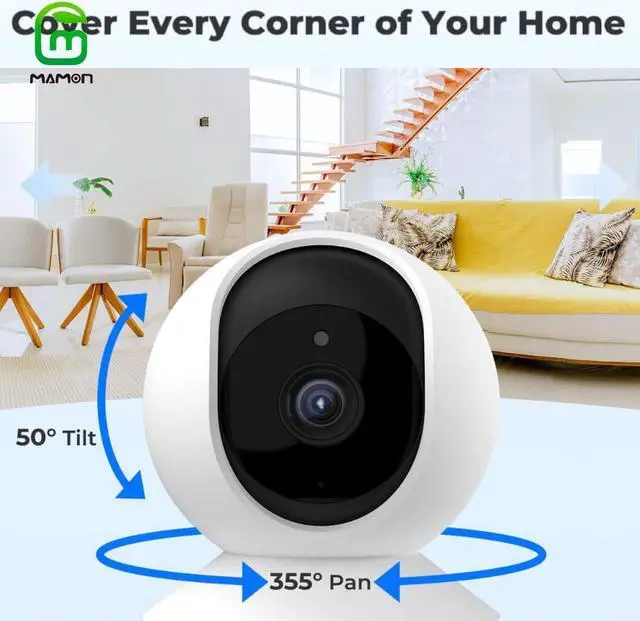 Alt view image 7 of 7 - MAMONCARE Baby Monitor Indoor Home Security Camera IP Camera 3MP 1296P with Pan Tilt Zoom Motion Alerts for Baby and Pet Home Security Multiple Storage Options
