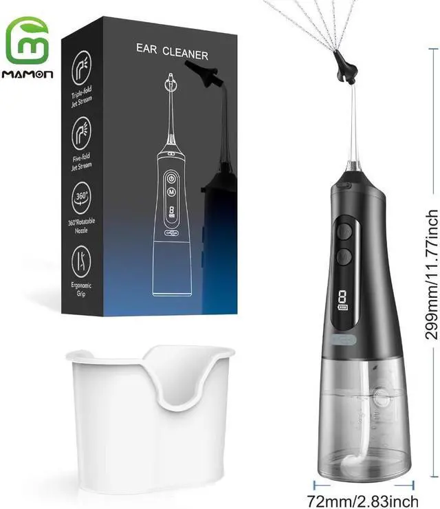 Alt view image 6 of 7 - MAMONCARE Ear Wax Removal Tool, Water Powered Ear Cleaner with 9 Pressure Settings, 6 Reusable 3 & 5 Hole Tips, Ear Cleaning Kit Safe and Effective to Clean Build-up Earwax