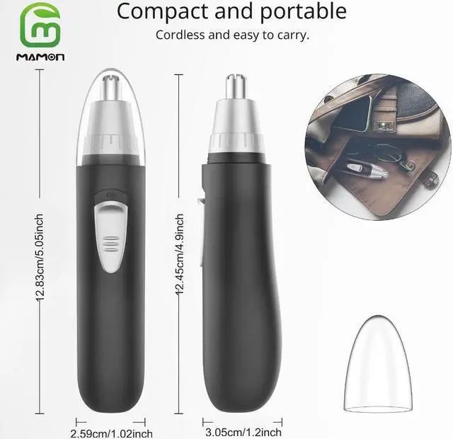 Alt view image 7 of 7 - MAMONCARE Ear and Nose Hair Trimmer Clipper - Professional Painless Eyebrow & Facial Hair Trimmer for Men Women, Battery-Operated Trimmer, Dual Edge Blades for Easy Cleaning