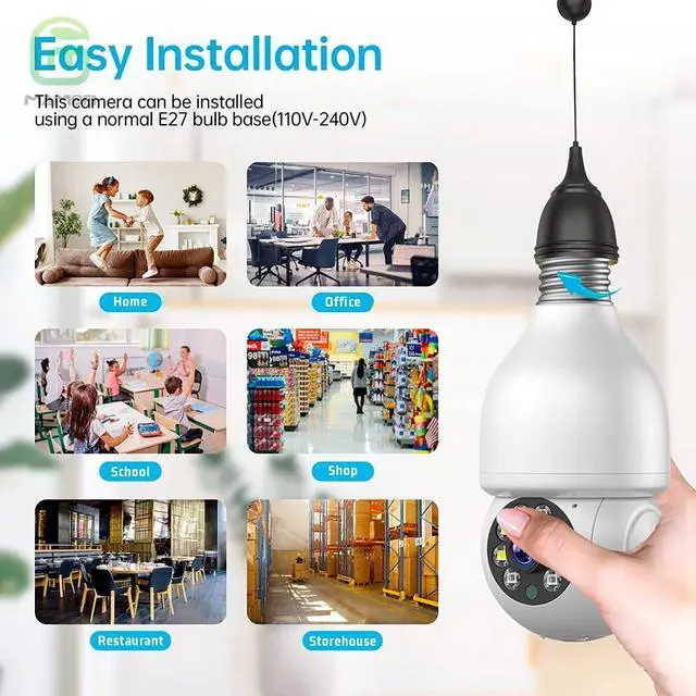 Alt view image 6 of 7 - MAMONCARE Light Bulb Camera E27 FHD Resolution Home Wifi Security Camera, Smart 360 PTZ Indoor/Outdoor Bulb Security Camera, Remote Voice Intercom HD Night Vision Light Bulb Camera Works with Alexa