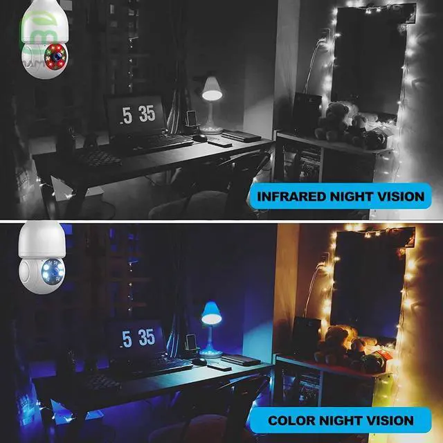 Alt view image 5 of 7 - MAMONCARE Light Bulb Camera E27 FHD Resolution Home Wifi Security Camera, Smart 360 PTZ Indoor/Outdoor Bulb Security Camera, Remote Voice Intercom HD Night Vision Light Bulb Camera Works with Alexa