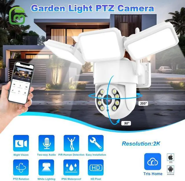 Alt view image 2 of 7 - MAMONCARE LED Floodlight Camera, 4MP 2K HD Outdoor Security IP Camera, Motion Detection, Cloud & Local Storage, for Home Surveillance,Works with Alexa