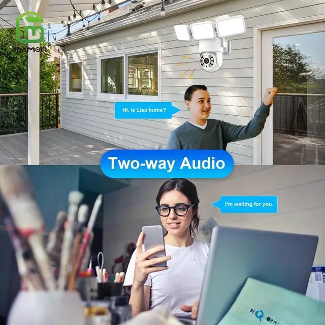 Alt view image 3 of 7 - MAMONCARE LED Floodlight Camera, 4MP 2K HD Outdoor Security IP Camera, Motion Detection, Cloud & Local Storage, for Home Surveillance,Works with Alexa