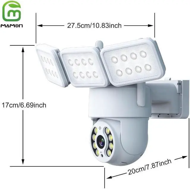 Alt view image 7 of 7 - MAMONCARE LED Floodlight Camera, 4MP 2K HD Outdoor Security IP Camera, Motion Detection, Cloud & Local Storage, for Home Surveillance,Works with Alexa