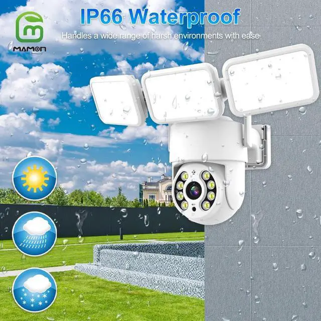 Alt view image 5 of 7 - MAMONCARE LED Floodlight Camera, 4MP 2K HD Outdoor Security IP Camera, Motion Detection, Cloud & Local Storage, for Home Surveillance,Works with Alexa