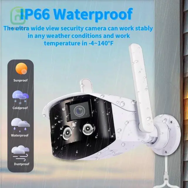 Alt view image 4 of 7 - MAMONCARE 2K WiFi Home Security Camera IP Camera Outdoor 180° Ultra-Wide Field of View Wireless Dual Lens Camera Motion Detection&Alert Two-Way Talk Colour Night Vision IP66 Work with Alexa