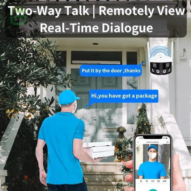 Alt view image 2 of 7 - MAMONCARE 2K WiFi Home Security Camera IP Camera Outdoor 180° Ultra-Wide Field of View Wireless Dual Lens Camera Motion Detection&Alert Two-Way Talk Colour Night Vision IP66 Work with Alexa
