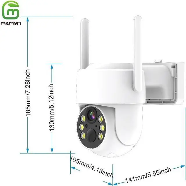 Alt view image 6 of 7 - MAMONCARE 4G LTE Cellular Security Camera Outdoor Wireless Cameras 355°PTZ 2K/4MP Color Night Vision, 2 Way Talk, PIR Motion Detection, Spotlight, Cloud/SD Storage