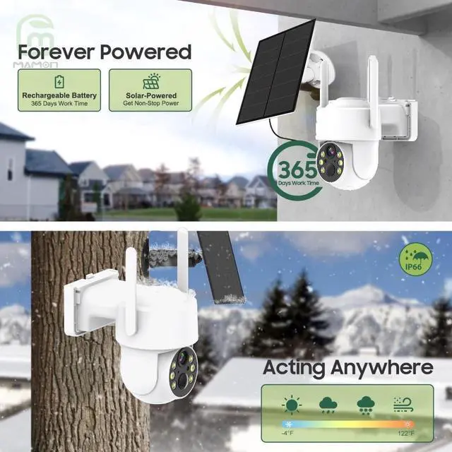 Alt view image 3 of 7 - MAMONCARE 4G LTE Cellular Security Camera Outdoor Wireless Cameras 355°PTZ 2K/4MP Color Night Vision, 2 Way Talk, PIR Motion Detection, Spotlight, Cloud/SD Storage