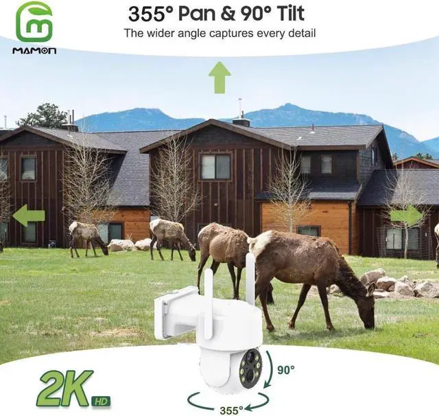 Alt view image 2 of 7 - MAMONCARE 4G LTE Cellular Security Camera Outdoor Wireless Cameras 355°PTZ 2K/4MP Color Night Vision, 2 Way Talk, PIR Motion Detection, Spotlight, Cloud/SD Storage