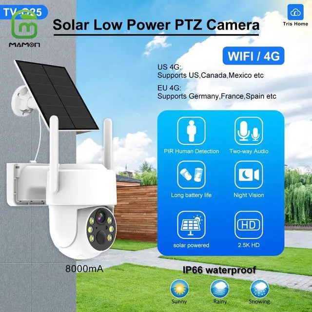 Alt view image 7 of 7 - MAMONCARE 4G LTE Cellular Security Camera Outdoor Wireless Cameras 355°PTZ 2K/4MP Color Night Vision, 2 Way Talk, PIR Motion Detection, Spotlight, Cloud/SD Storage