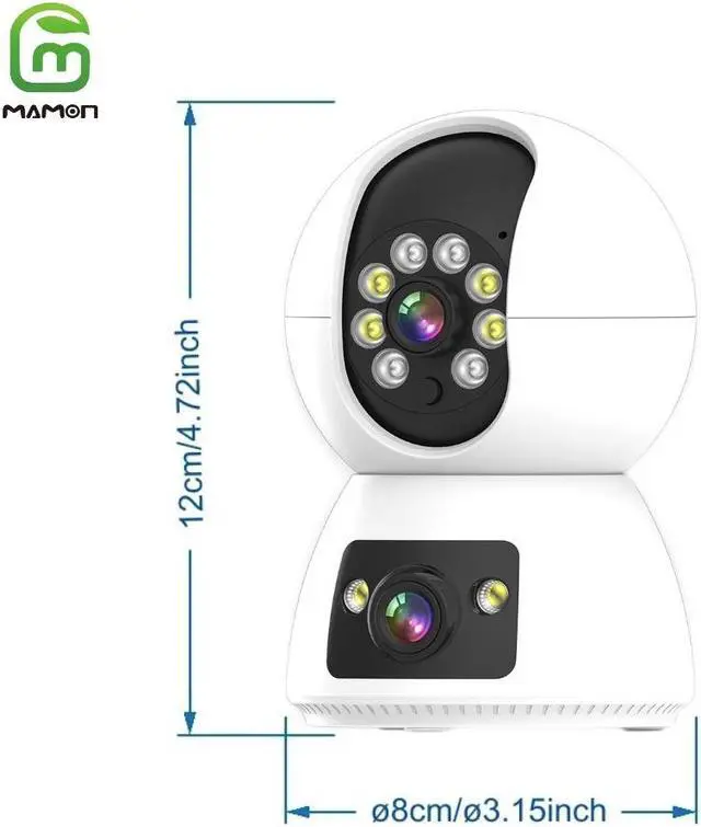 Alt view image 6 of 7 - MAMONCARE Baby Monitor Home Indoor Security WiFi Camera Dual Lens Dual Screen 4MP 2K Resolution with Pan Tilt Zoom/ Motion Alerts Ideal for Baby and Pet  Multiple Storage Options Work with Alexa