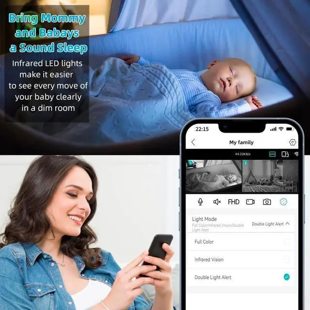 Alt view image 7 of 7 - MAMONCARE Baby Monitor Home Indoor Security WiFi Camera Dual Lens Dual Screen 4MP 2K Resolution with Pan Tilt Zoom/ Motion Alerts Ideal for Baby and Pet  Multiple Storage Options Work with Alexa