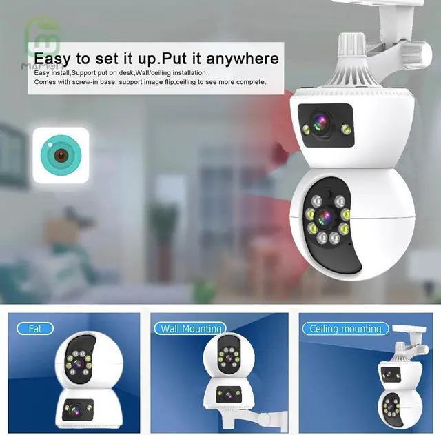 Alt view image 5 of 7 - MAMONCARE Baby Monitor Home Indoor Security WiFi Camera Dual Lens Dual Screen 4MP 2K Resolution with Pan Tilt Zoom/ Motion Alerts Ideal for Baby and Pet  Multiple Storage Options Work with Alexa