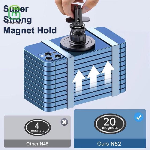 Alt view image 2 of 7 - MAMONCARE MagSafe Car Mount [Powerful Magnets] Magnetic Phone Holder [20 Strong Magnets] for Car [Easily Install] Hands Free iPhone Car Holder Mount Fit for iPhone 15 14 13 Pro Plus Max Mini