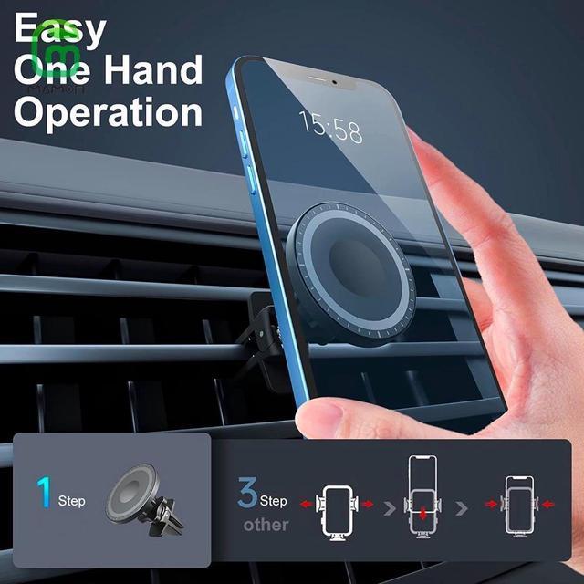 Alt view image 3 of 7 - MAMONCARE MagSafe Car Mount [Powerful Magnets] Magnetic Phone Holder [20 Strong Magnets] for Car [Easily Install] Hands Free iPhone Car Holder Mount Fit for iPhone 15 14 13 Pro Plus Max Mini