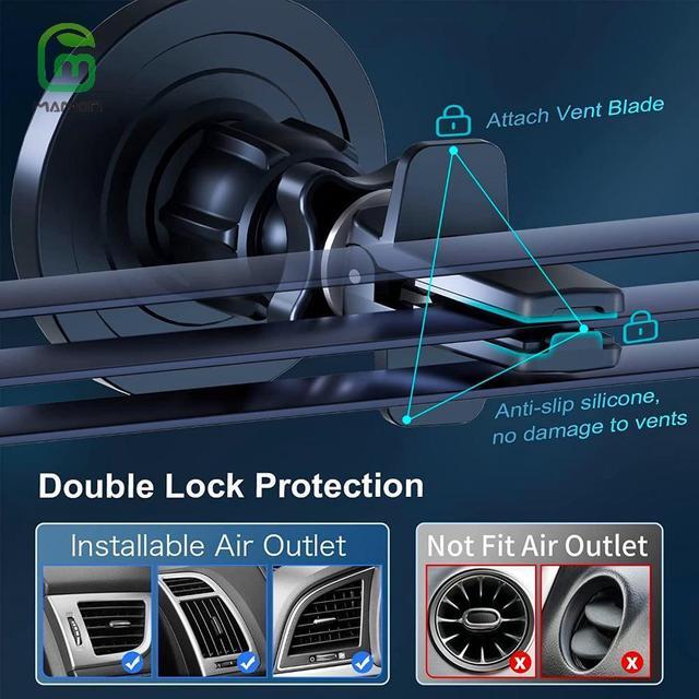 Alt view image 5 of 7 - MAMONCARE MagSafe Car Mount [Powerful Magnets] Magnetic Phone Holder [20 Strong Magnets] for Car [Easily Install] Hands Free iPhone Car Holder Mount Fit for iPhone 15 14 13 Pro Plus Max Mini
