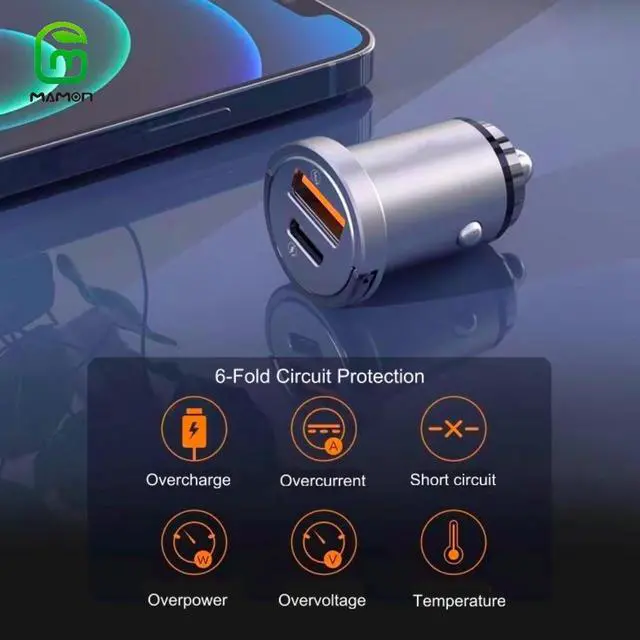 Alt view image 4 of 7 - MAMONCARE USB C Car Charger, 45W iPhone Car Charger Fast Charging [Mini&Metal], AINOPE Fast USB Car Charger Adapter PD30W&QC3.0 Compatible with iPhone 14 Pro Max Plus 13 12