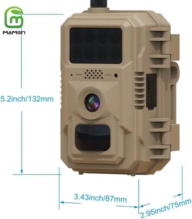 Alt view image 7 of 7 - MAMONCARE 4G LTE Cellular Trail Camera Hunting Camera Game Camera ,Solar Powered Battery, 4MP 2K Resolution, Night Vision, 2-Way Audio,Send Pictures to Your Phone for Deer Wildlife Monitoring, Hunting