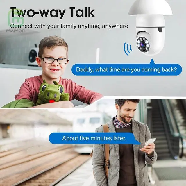 Alt view image 2 of 7 - MAMONCARE Light Bulb Security Camera,Home WiFi 360 Degree Pan/Tilt Panoramic IP Camera,Wireless Home Surveillance Cameras System with Human Motion Detection and Alarm,Two-Way Audio,Night Vision