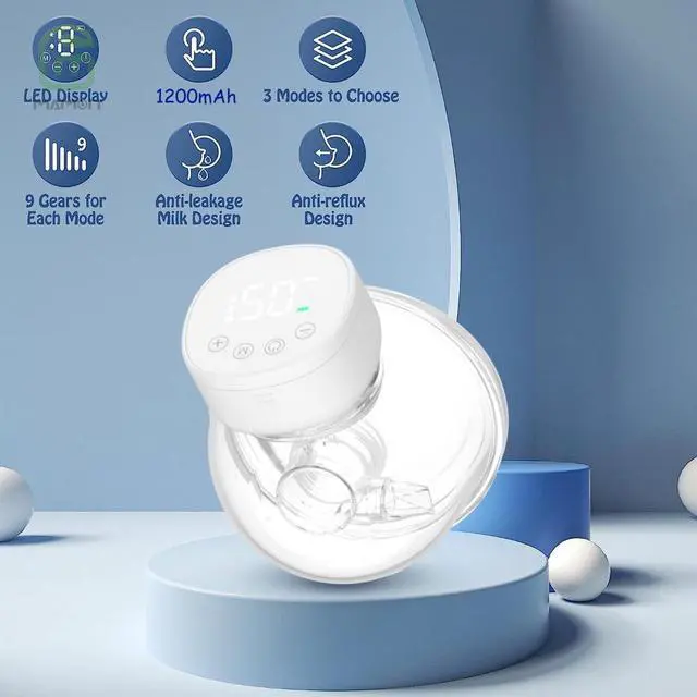 Main image of Wearable Breast Pump, Double Breast Pump, Electric Hands-Free Breast Pumps with 3 Modes, 9 Levels, LCD Display, Memory Function Rechargeable 1200mAh Battery Double Milk Extractor-24mm Flange
