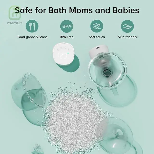 Alt view image 3 of 7 - Wearable Breast Pump, Double Breast Pump, Electric Hands-Free Breast Pumps with 3 Modes, 9 Levels, LCD Display, Memory Function Rechargeable 1200mAh Battery Double Milk Extractor-24mm Flange