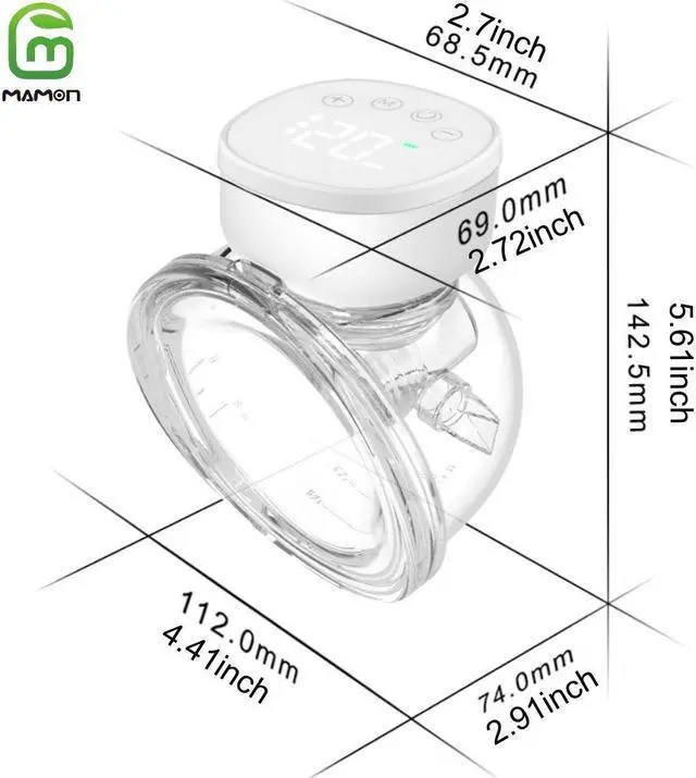 Alt view image 7 of 7 - Wearable Breast Pump, Double Breast Pump, Electric Hands-Free Breast Pumps with 3 Modes, 9 Levels, LCD Display, Memory Function Rechargeable 1200mAh Battery Double Milk Extractor-24mm Flange