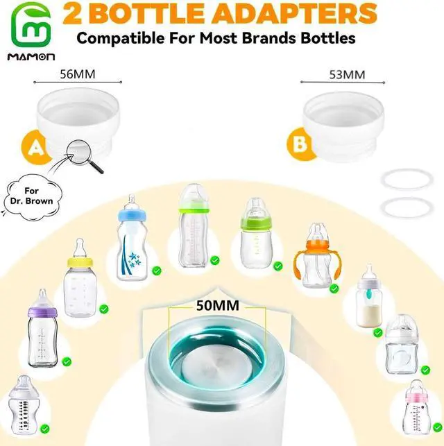 Alt view image 7 of 7 - Portable Bottle Warmer,Fast Heating Baby Bottle Warmer for Breastmilk or Baby Formula,Bottle Warmer with 2 Adapters Wireless Portable Bottle Warmer for Travel,Precise Temperature Control/Beep Reminder