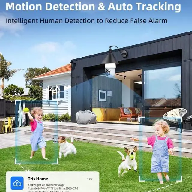 Alt view image 6 of 7 - Light Bulb Security Camera with Flood Light 1080P 2.4GHz Wireless WiFi Light Socket Security Cameras, 355° Pan/Tilt Human Motion Detection Alarm Colour Night Vision Works with Alexa