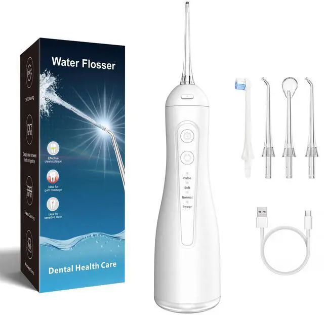 Main image of Water Dental Flosser for Teeth, 4 Modes Rechargeable Cordless Oral Irrigator 300ML Water Tank IPortable Electric Flossers for Deep Cleaning and Gum Care, Home Travel Use