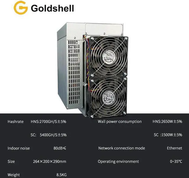 Alt view image 5 of 5 - Goldshell HS5 2700GH/s 5400GH/s HNS or 5400GH/s  1500W SC  Mining Machine Miner Home Riching