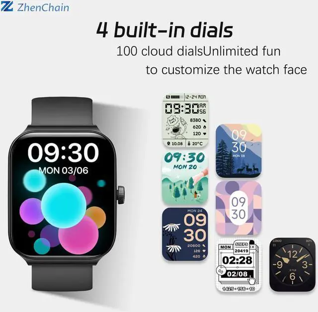 Alt view image 5 of 6 - Zhenchain Smart Watch for Android Phones Compatible with iPhone Samsung, Watch for Men Women with 1.95" Screen Alexa Built-in, Blood Oxygen & Heart Rate Monitor Steps Sleep Tracker  Waterproof