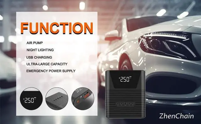 Alt view image 5 of 7 - Car Jump Starter 1000 Peak Booster 12000mAh + 150PSI Air Compressor Battery Pack