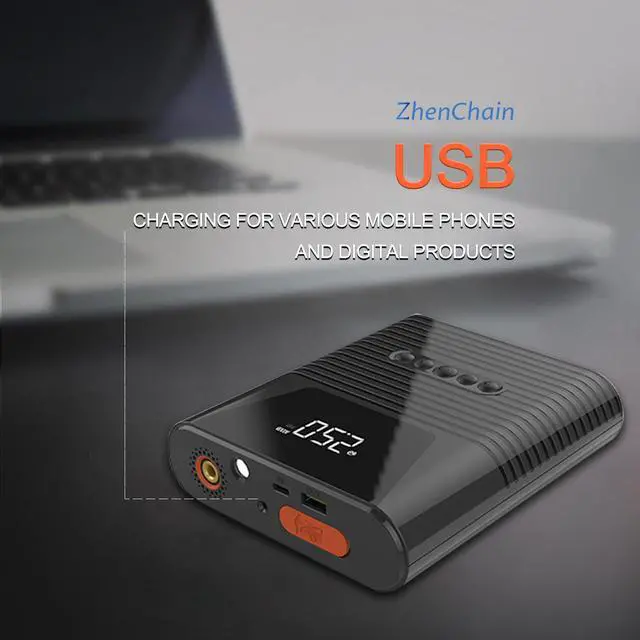 Alt view image 7 of 7 - Car Jump Starter 1000 Peak Booster 12000mAh + 150PSI Air Compressor Battery Pack