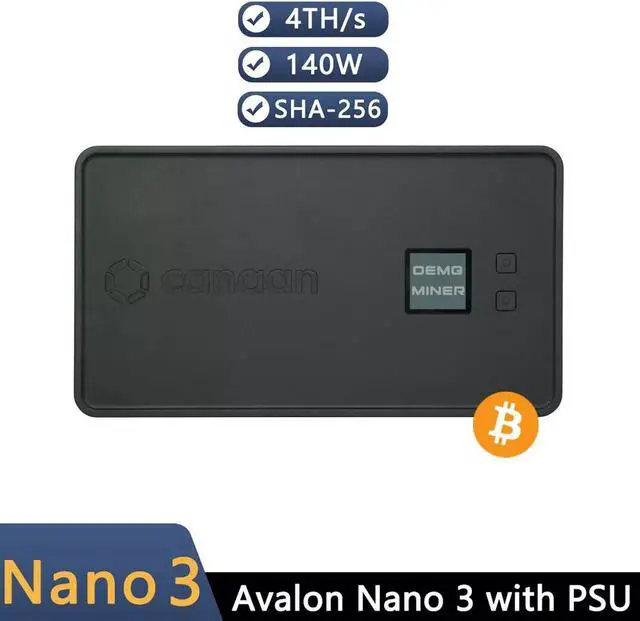 Main image of Avalon Nano3 Bitcoin Miner 4T 140W 29J/T Home Quiet Asic Miner with PSU