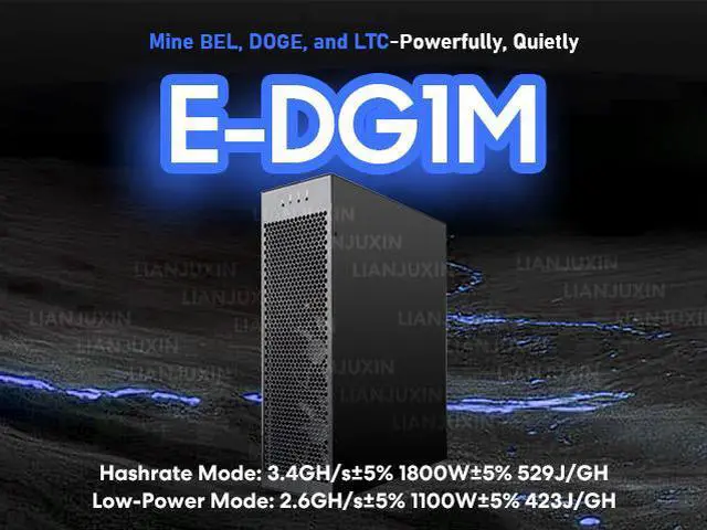 Alt view image 2 of 7 - Goldshell New Miner E-DG1M 3.4GH/s LTC DOGE BELLS Miner 1800W With PSU Silent 40dB Mining  Asic Miner Gold-shell