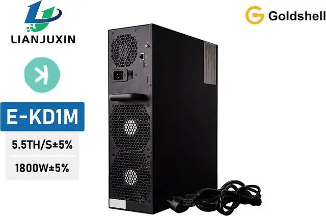 Main image of New Gold-shell  E-KA1M 5T Hashrate KAS Miner 1800W KDS Ultimate silence Miner Kspa Algorithm With PSU E-KA1M Comes with two power cords Good For Home Mining