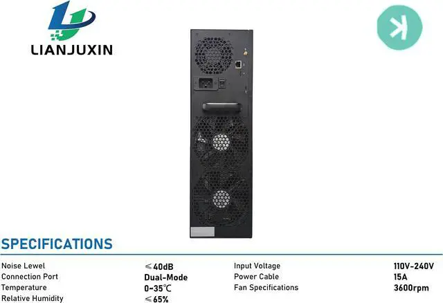 Alt view image 7 of 7 - New Gold-shell  E-KA1M 5T Hashrate KAS Miner 1800W KDS Ultimate silence Miner Kspa Algorithm With PSU E-KA1M Comes with two power cords Good For Home Mining