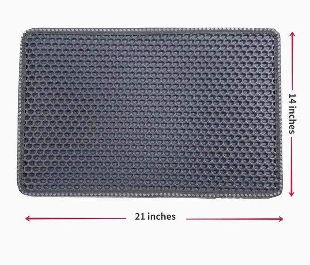 Alt view image 2 of 5 - Cat Litter Mat,Kitty Litter Trapping Mat, Double Layer Mats with MiLi Shape Scratching design, Urine Waterproof, Easy Clean, Scatter Control 21" x 14" Grey