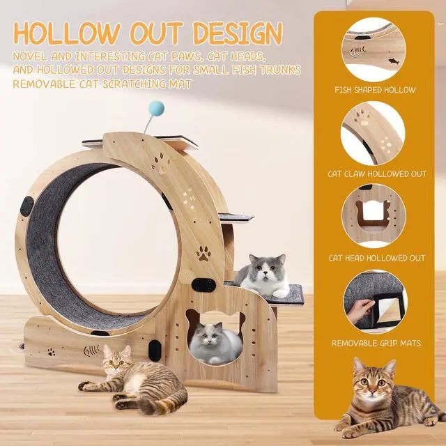 Alt view image 4 of 7 - Cat Wheel 6-in-1 Cat Exercise Wheel,Upgraded Cat Wheel Exerciser for Indoor Cats,Large Cat Treadmill,Cat Running Wheel with Silent Wheel,Cat Walking Wheel Cat Furniture Cat Toys