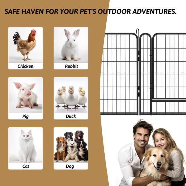 Alt view image 2 of 7 - 8 Panels Heavy Duty Metal Playpen with door,39.37"H Dog Fence Pet Exercise Pen for Outdoor, Indoor