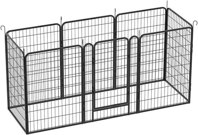 Alt view image 6 of 7 - 8 Panels Heavy Duty Metal Playpen with door,39.37"H Dog Fence Pet Exercise Pen for Outdoor, Indoor