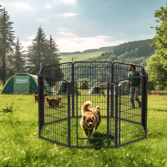Main image of 8 Panels Heavy Duty Metal Playpen with door,39.37"H Dog Fence Pet Exercise Pen for Outdoor, Indoor